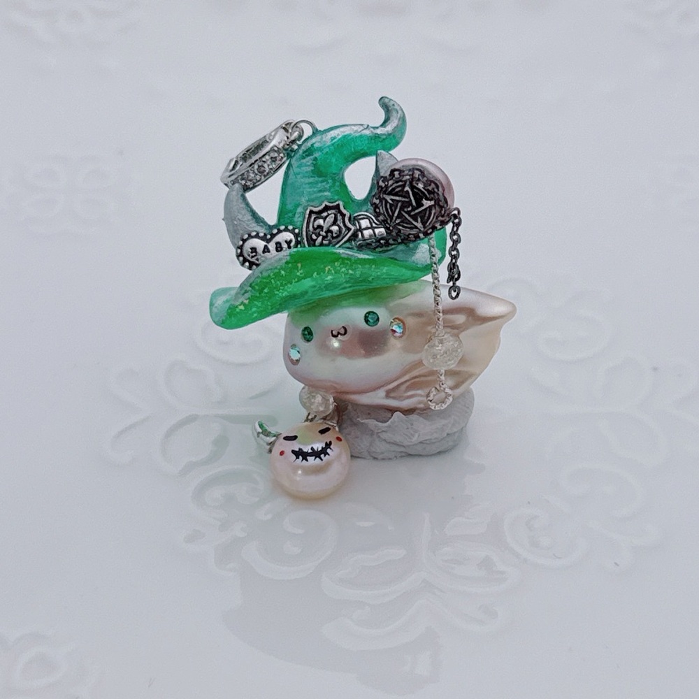 HWP3 Handmade Flame Ball Freshwater Baroque Pearl Pendant Halloween Collection
